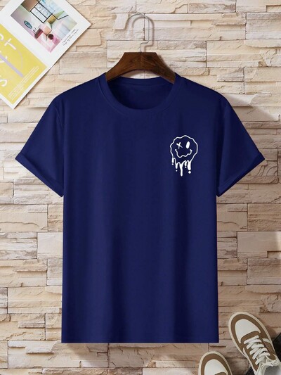 Smiješno nasmiješeno lice koje će se istopiti Majica s printom Muška modna prevelika majica Ljetna pamučna odjeća Široke ležerne majice