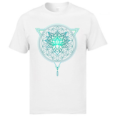 Geomeetriline Mandala Lootoseõis Klassikaline T-särk Meeste Suvised Topid Teesid Puuvillane Kangas Suurepärane T-särk OM T-särgid Must Särgid Mood