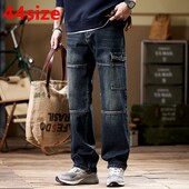 Muške japanske retro radne odjeće traperice jesen zima široke velike veličine trendi hlače s više džepova 130 kg široke traperice