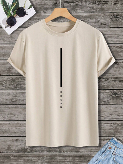 Dream Men Cotton T-shirt Luxury Brand Fashion Big Size Top Casual Streetwear Short Sleeve Classic Print New Arrival Tee S-4XL