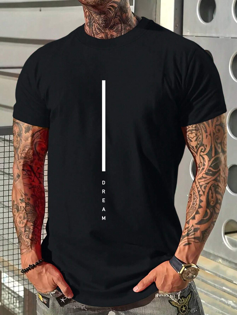 Dream Men Cotton T-shirt Luxury Brand Fashion Big Size Top Casual Streetwear Short Sleeve Classic Print New Arrival Tee S-4XL