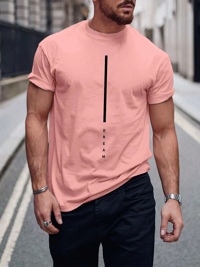Dream Men Cotton T-shirt Luxury Brand Fashion Big Size Top Casual Streetwear Short Sleeve Classic Print New Arrival Tee S-4XL