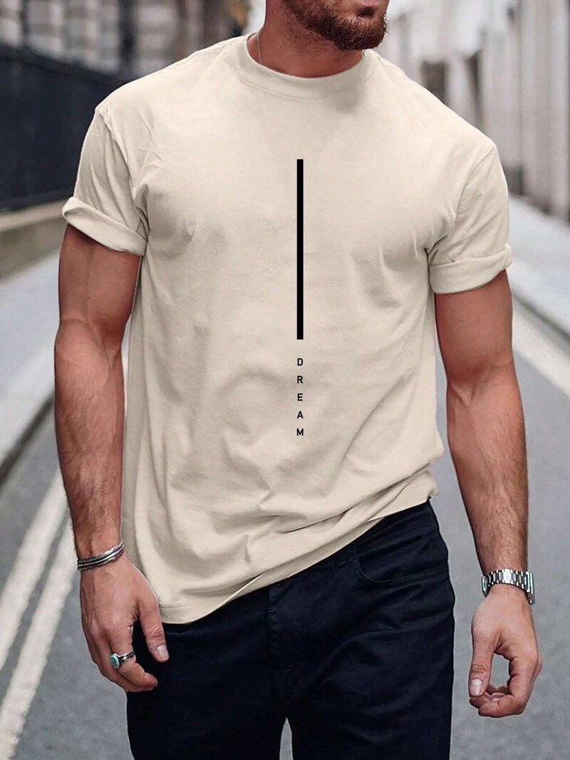 Dream Men Cotton T-shirt Luxury Brand Fashion Big Size Top Casual Streetwear Short Sleeve Classic Print New Arrival Tee S-4XL