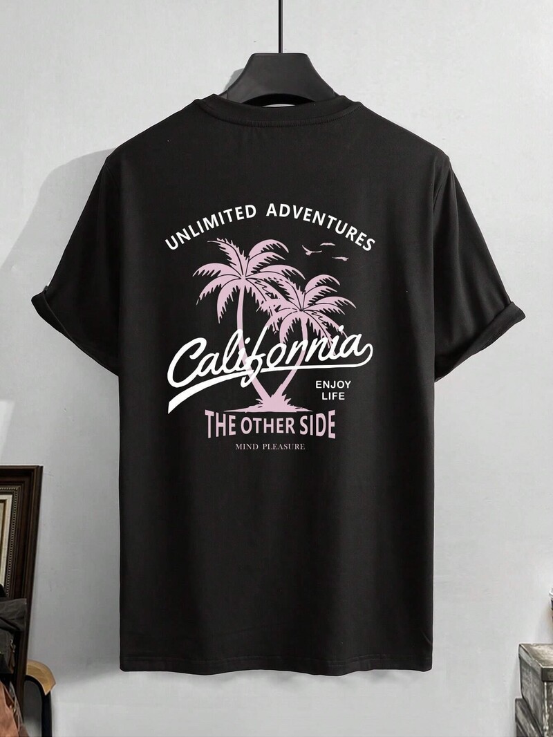 Unlimited Adventures California The Other Side Vīriešu T-krekls Modes T krekls Elpojošs Lielizmēra T-krekli Vasaras kokvilnas apģērbi