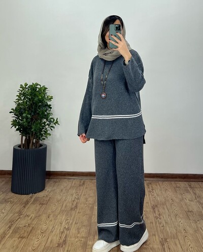 Ikdienas sieviešu komplekts pavasara rudens modes apģērbs ar garām piedurknēm O veida kakla brīvs uzvalks sievietēm ar vintage kabatas augšpusi garas, platas bikses 2 gab.