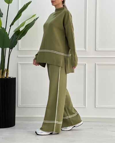 Ikdienas sieviešu komplekts pavasara rudens modes apģērbs ar garām piedurknēm O veida kakla brīvs uzvalks sievietēm ar vintage kabatas augšpusi garas, platas bikses 2 gab.