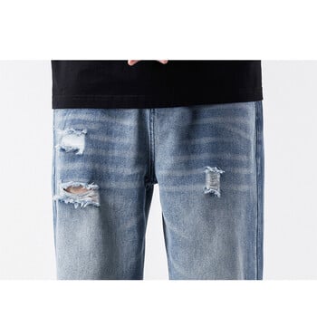 Μόδα Vintage Jeans Ανδρικά Streetwear Ripped Loose Hip Hop Hole Παντελόνια Casual ίσια ανδρικά ρούχα Φαρδιά τζιν παντελόνια