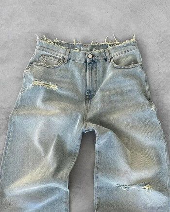 Ρετρό High Street Y2K New Washed Ripped Jeans Κεντημένα Υψηλής Ποιότητας Ανδρικό Ζευγάρι Αμερικανικό Ευέλικτο μοντέρνο παντελόνι