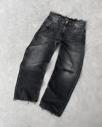 Ρετρό High Street Y2K New Washed Ripped Jeans Κεντημένα Υψηλής Ποιότητας Ανδρικό Ζευγάρι Αμερικανικό Ευέλικτο μοντέρνο παντελόνι