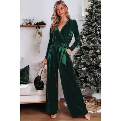 Modni, elegantni jednobojni kombinezon dugih rukava za 2024. iz Europe i Amerike, ženski kombinezoni ravnih nogavica