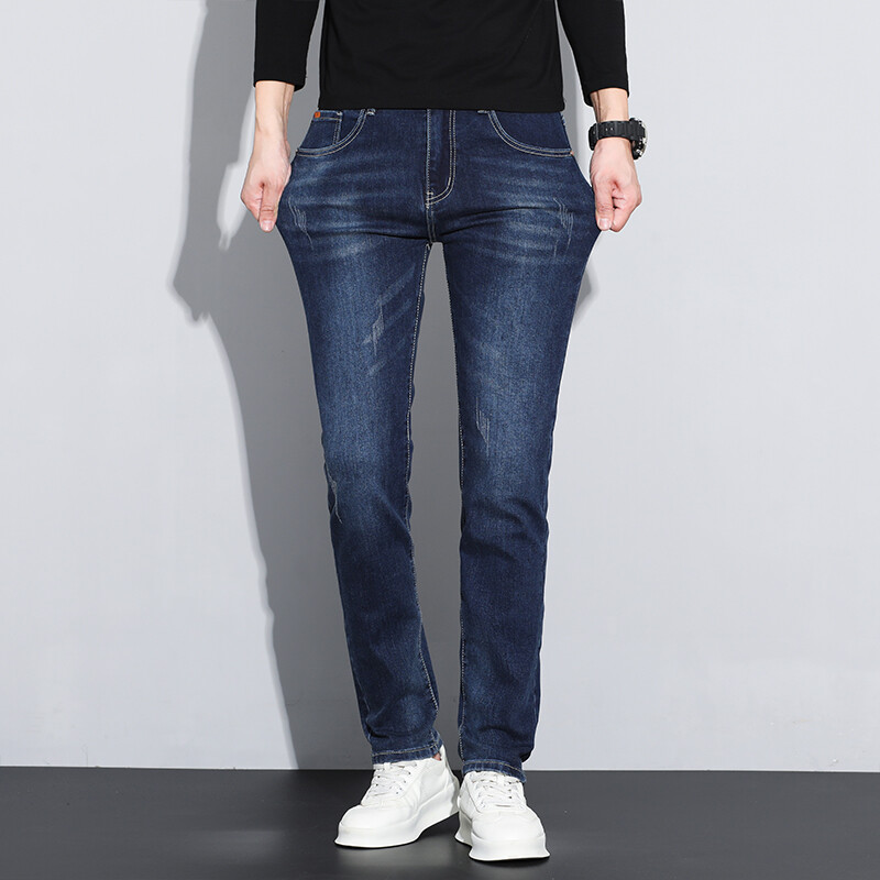 Muške traperice Marka rastezljivih plavih traperica za muškarce Denim hlače Uske ravne modne dizajnerske muške hlače s džepovima Odjeća