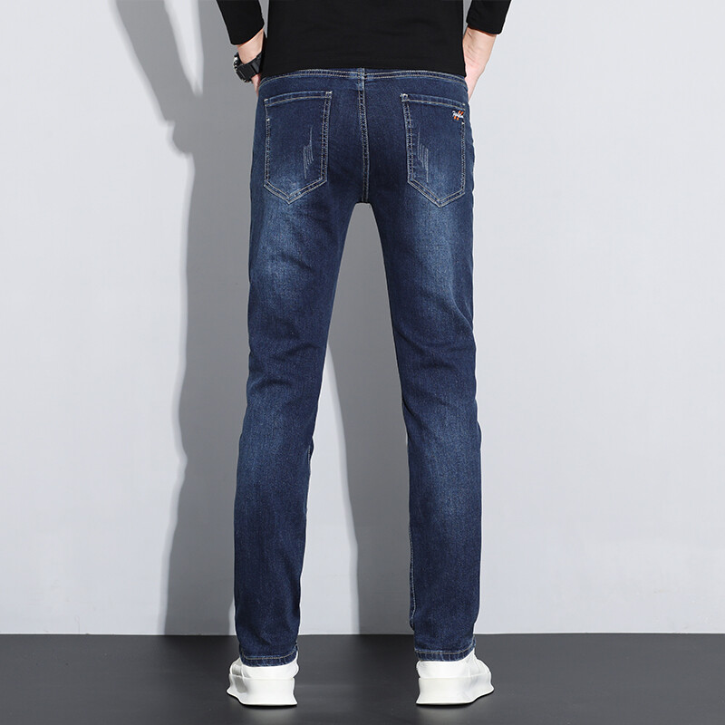 Muške traperice Marka rastezljivih plavih traperica za muškarce Denim hlače Uske ravne modne dizajnerske muške hlače s džepovima Odjeća