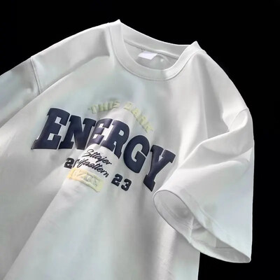 Американски стил Винтидж тениски с къс ръкав за мъже Лятна модерна марка Oversize Свободно горнище с половин ръкав за двойка