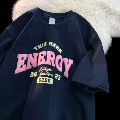 Американски стил Винтидж тениски с къс ръкав за мъже Лятна модерна марка Oversize Свободно горнище с половин ръкав за двойка