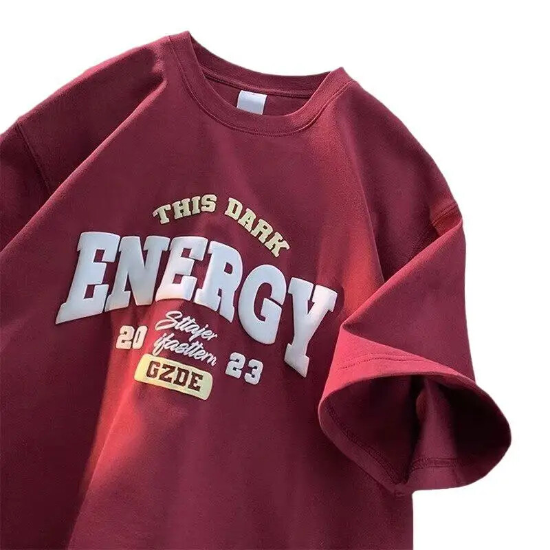 Американски стил Винтидж тениски с къс ръкав за мъже Лятна модерна марка Oversize Свободно горнище с половин ръкав за двойка