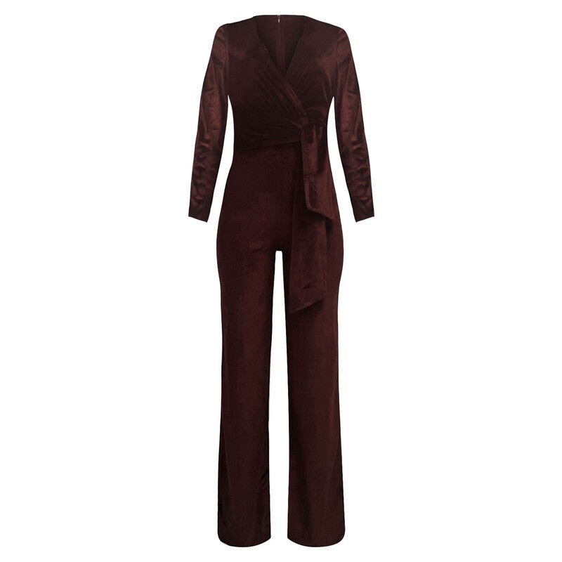 Augstas kvalitātes samta sieviešu kombinezoni Sieviešu augstākās klases modes V kakla jostas samta pārklājuma jostas kombinezons ropa de mujer ofertas