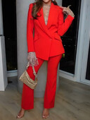 Pikkade varrukatega kontorimoodne naisterõivas 2 tk, naiste kevadsuvi V-kaelusega tugevad lapitehnikaga sobivad komplektid, elegantsed õhukesed naiste ülikonnad