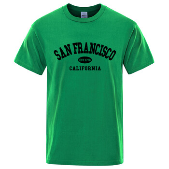 Sanfrancisco Est.1776 Καλιφόρνια Letter T-Shirts Ανδρικά μπλουζάκια μόδας Υπερμεγέθη Καλοκαιρινό μπλουζάκι Loose Designer Πολυτελή ρούχα μπλουζάκι