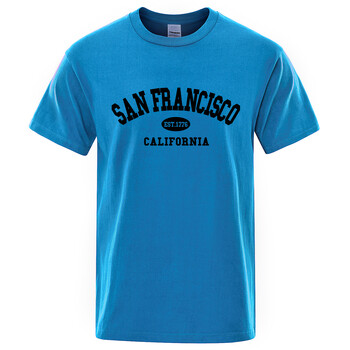 Sanfrancisco Est.1776 Καλιφόρνια Letter T-Shirts Ανδρικά μπλουζάκια μόδας Υπερμεγέθη Καλοκαιρινό μπλουζάκι Loose Designer Πολυτελή ρούχα μπλουζάκι