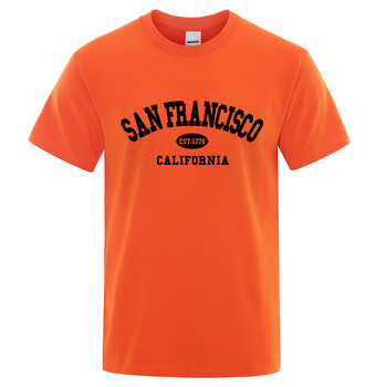 Sanfrancisco Est.1776 Καλιφόρνια Letter T-Shirts Ανδρικά μπλουζάκια μόδας Υπερμεγέθη Καλοκαιρινό μπλουζάκι Loose Designer Πολυτελή ρούχα μπλουζάκι