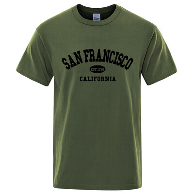 Sanfrancisco Est.1776 Калифорнийски тениски с букви Мъжки модни извънгабаритни блузи Летни тениски Свободни дизайнерски луксозни тениски