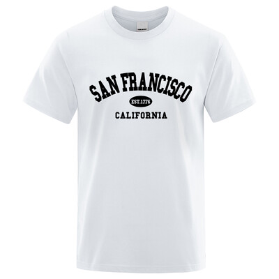 Sanfrancisco Est.1776 Калифорнийски тениски с букви Мъжки модни извънгабаритни блузи Летни тениски Свободни дизайнерски луксозни тениски