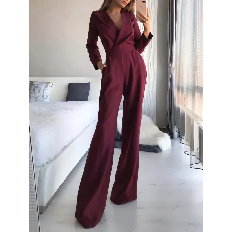 Sieviešu modes, solīdi, plāni kombinezoni ar augstu vidukli 2023. gada pavasara rudens jauni kombinezoni.