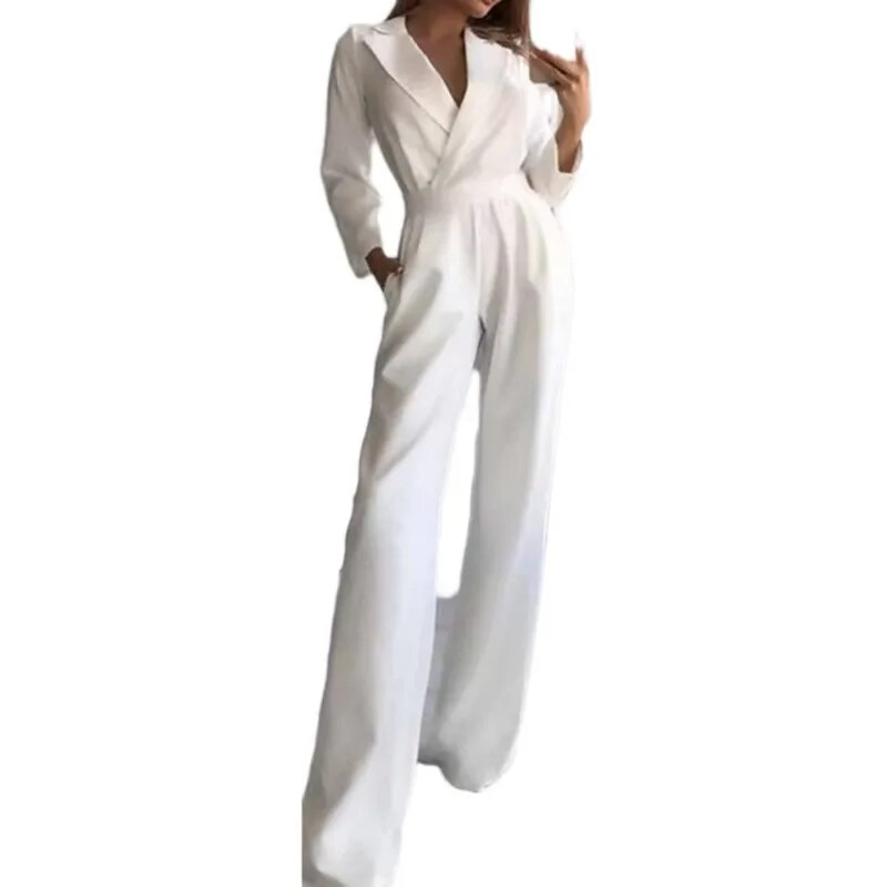 Sieviešu modes, solīdi, plāni kombinezoni ar augstu vidukli 2023. gada pavasara rudens jauni kombinezoni.