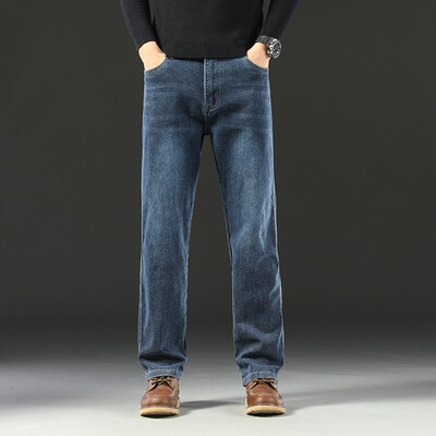 Vīriešu maisa džinsi 2024. gada jauns pavasara biznesa ikdienas ērtas un daudzpusīgas džinsa bikses, brīvas, taisnas, plānas bikses vīriešiem