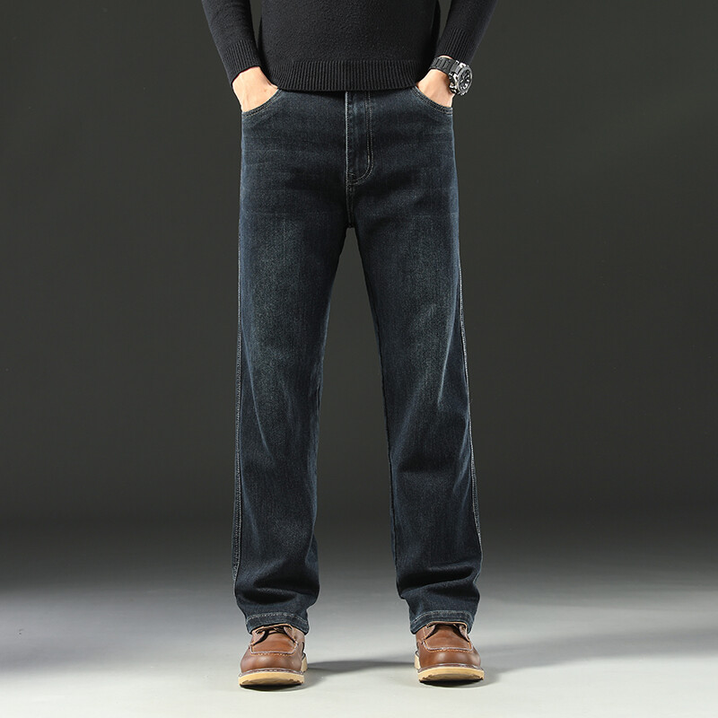 Vīriešu maisa džinsi 2024. gada jauns pavasara biznesa ikdienas ērtas un daudzpusīgas džinsa bikses, brīvas, taisnas, plānas bikses vīriešiem