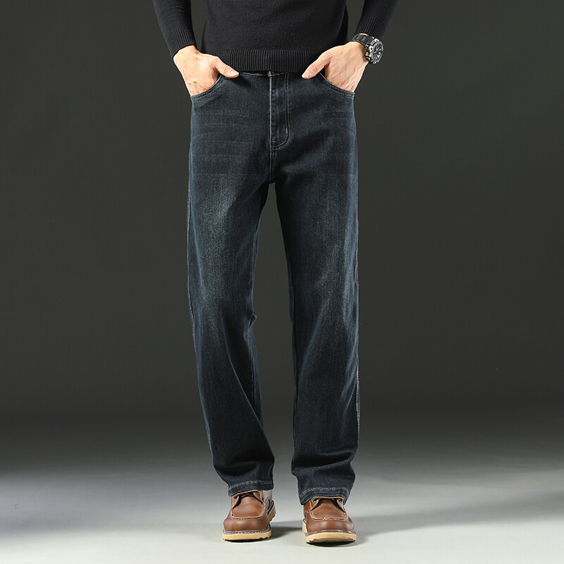 Vīriešu maisa džinsi 2024. gada jauns pavasara biznesa ikdienas ērtas un daudzpusīgas džinsa bikses, brīvas, taisnas, plānas bikses vīriešiem