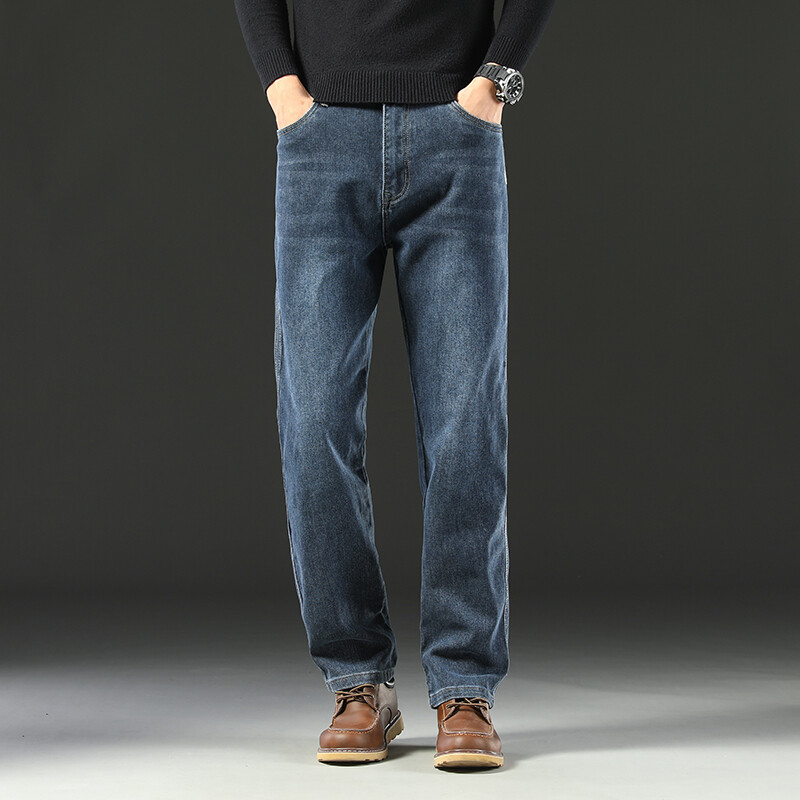 Vīriešu maisa džinsi 2024. gada jauns pavasara biznesa ikdienas ērtas un daudzpusīgas džinsa bikses, brīvas, taisnas, plānas bikses vīriešiem
