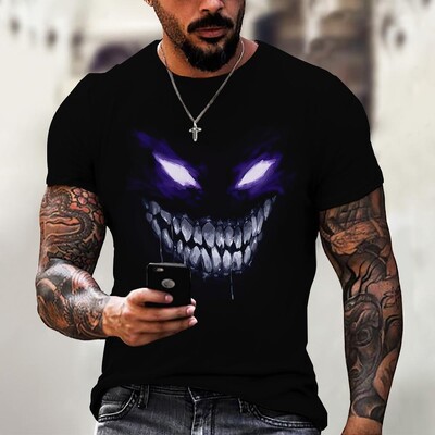 Devil Graphics T-shirt Ležerna muška majica kratkih rukava Ljetna muška odjeća Široka muška majica Prevelike majice Ulična odjeća 5XL