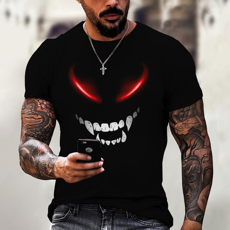 Devil Graphics T-shirt Ležerna muška majica kratkih rukava Ljetna muška odjeća Široka muška majica Prevelike majice Ulična odjeća 5XL