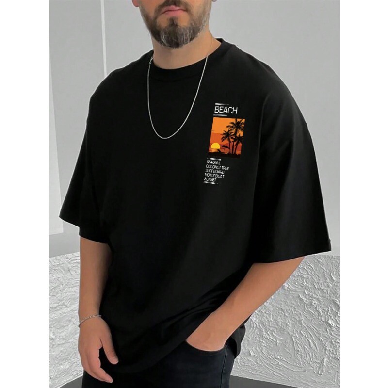 2024. gada vasaras vīriešu apdrukāta raksta kokvilnas T-krekls Modes Jauns brīvs Y2K Pāris Jautri T-krekls ar apdruku Ikdienas Ikdienas Liels T-krekls