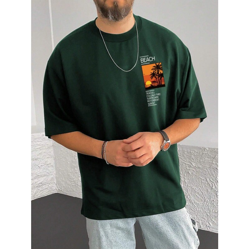 2024. gada vasaras vīriešu apdrukāta raksta kokvilnas T-krekls Modes Jauns brīvs Y2K Pāris Jautri T-krekls ar apdruku Ikdienas Ikdienas Liels T-krekls