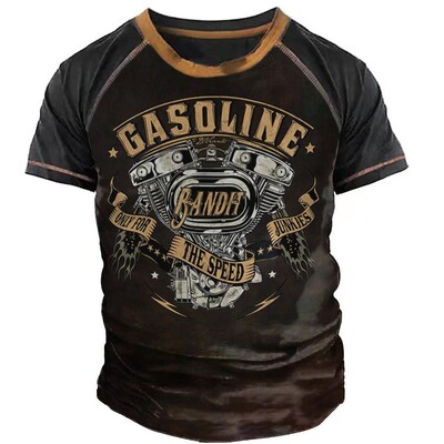 Motociklu Sports Vīriešu T-krekli Modes 3D Drukas T krekls Īsām piedurknēm Vintage T krekls Vīriešiem Braukšanas Biker Krekli Vasaras O veida kakla Izgriezums