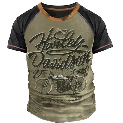 Motociklu Sports Vīriešu T-krekli Modes 3D Drukas T krekls Īsām piedurknēm Vintage T krekls Vīriešiem Braukšanas Biker Krekli Vasaras O veida kakla Izgriezums
