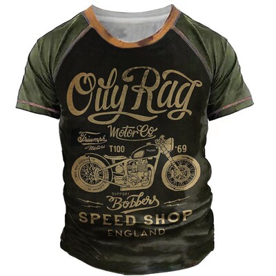 Motociklu Sports Vīriešu T-krekli Modes 3D Drukas T krekls Īsām piedurknēm Vintage T krekls Vīriešiem Braukšanas Biker Krekli Vasaras O veida kakla Izgriezums