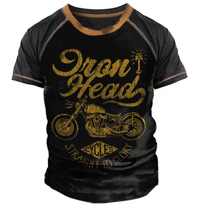 Motociklu Sports Vīriešu T-krekli Modes 3D Drukas T krekls Īsām piedurknēm Vintage T krekls Vīriešiem Braukšanas Biker Krekli Vasaras O veida kakla Izgriezums