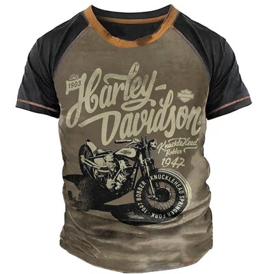 Motociklu Sports Vīriešu T-krekli Modes 3D Drukas T krekls Īsām piedurknēm Vintage T krekls Vīriešiem Braukšanas Biker Krekli Vasaras O veida kakla Izgriezums