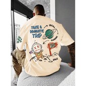 24 Uus meeste Astronaut Planet 3D Prinditud lühikeste varrukatega T-särk Meeste High Street T-särk Kvaliteetne mugav lühike topp