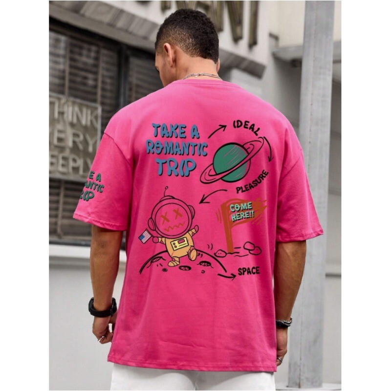 24 Uus meeste Astronaut Planet 3D Prinditud lühikeste varrukatega T-särk Meeste High Street T-särk Kvaliteetne mugav lühike topp