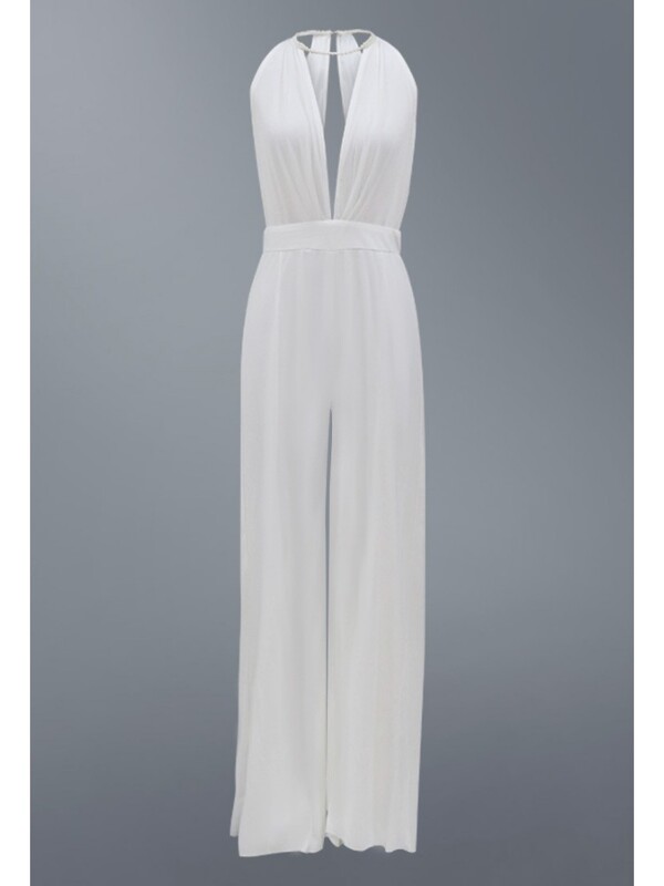 Jauns pavasara/vasaras sieviešu seksīgs, dziļi V piedurkņu kombinezons bez atzveltnes, piekarināms kaklam, elegants, brīvdienu bikses