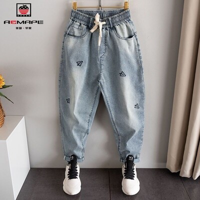 Kevadine ja sügisene nöör Hip Hop Baggy Designer Tänavarõivad Meesterõivad Stiilne vabaaja Denim LOOSE Harem Teksad meestele