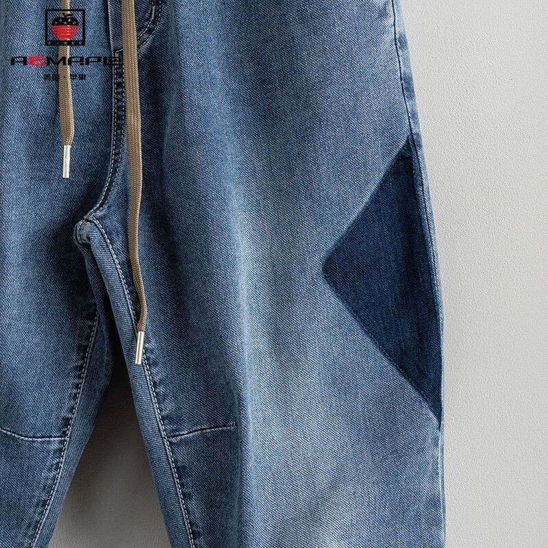 Kevadine ja sügisene nöör Hip Hop Baggy Designer Tänavarõivad Meesterõivad Stiilne vabaaja Denim LOOSE Harem Teksad meestele