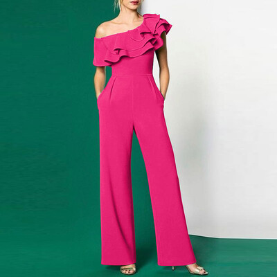 2024. gada VONDA eleganti sieviešu biroja kombinezoni, gari bikses, vasaras ikdienas vienkrāsains, volānveida plecu kombinezons.