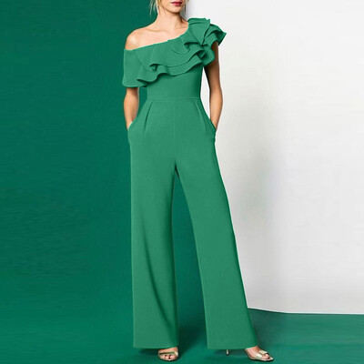 2024. gada VONDA eleganti sieviešu biroja kombinezoni, gari bikses, vasaras ikdienas vienkrāsains, volānveida plecu kombinezons.