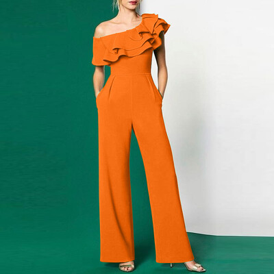 2024. gada VONDA eleganti sieviešu biroja kombinezoni, gari bikses, vasaras ikdienas vienkrāsains, volānveida plecu kombinezons.