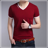 Nova ljetna korejska verzija za 2024. Trendy i svestrana ležerna prekomjerna majica kratkih rukava s V-izrezom za muškarce